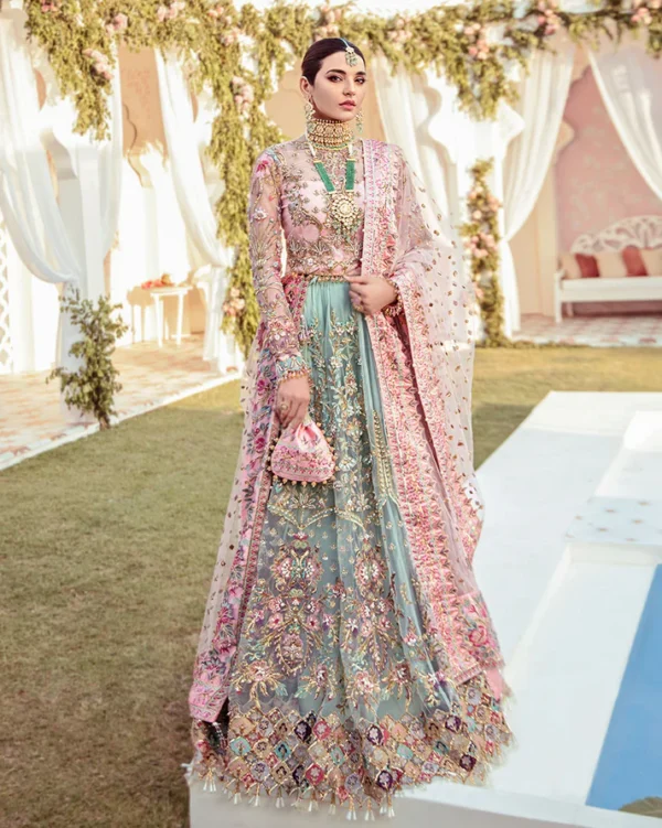 Rajkumari Lehnga Choli in Pink & Sea Green