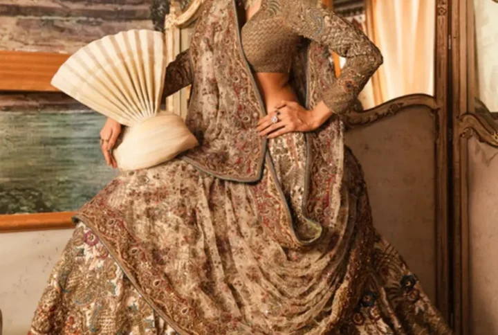White Bridal Lehnga Choli with intricate jaal work and antique zardozi detailing.