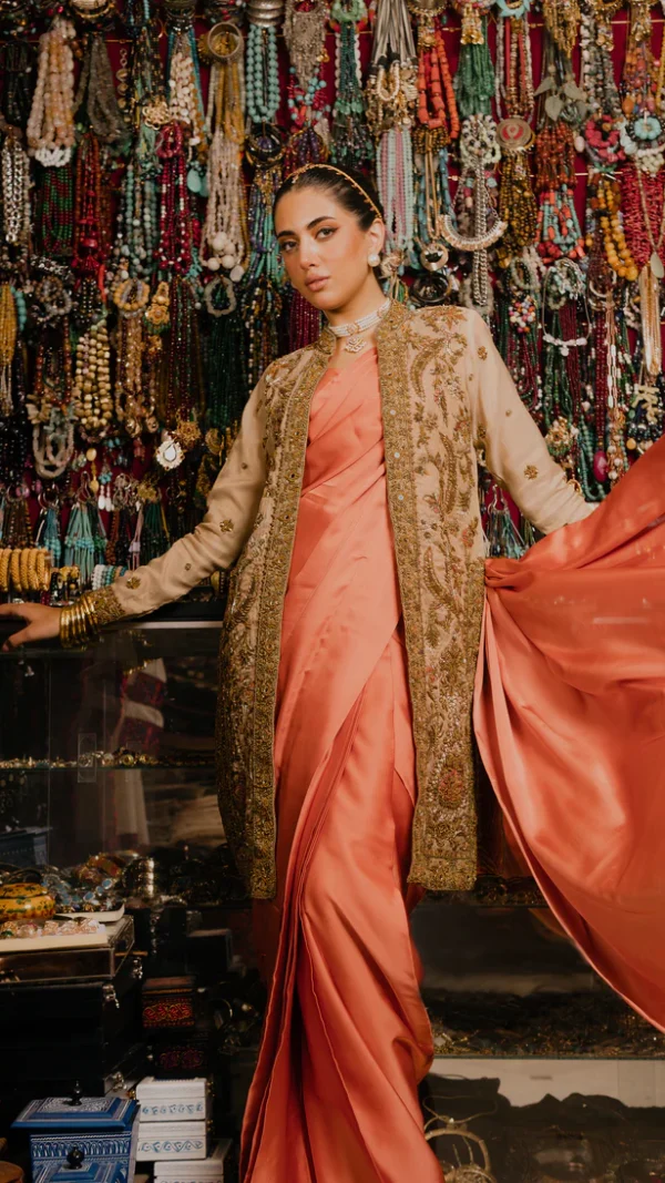 silk saree with paired organza jacket