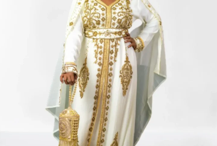 Hand Stitched Islamic Moroccan Kaftan with exclusive hand-woven design