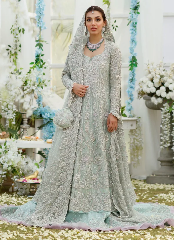Aqua Bridal Kallidaar Banarsi Lehenga and Dupatta
