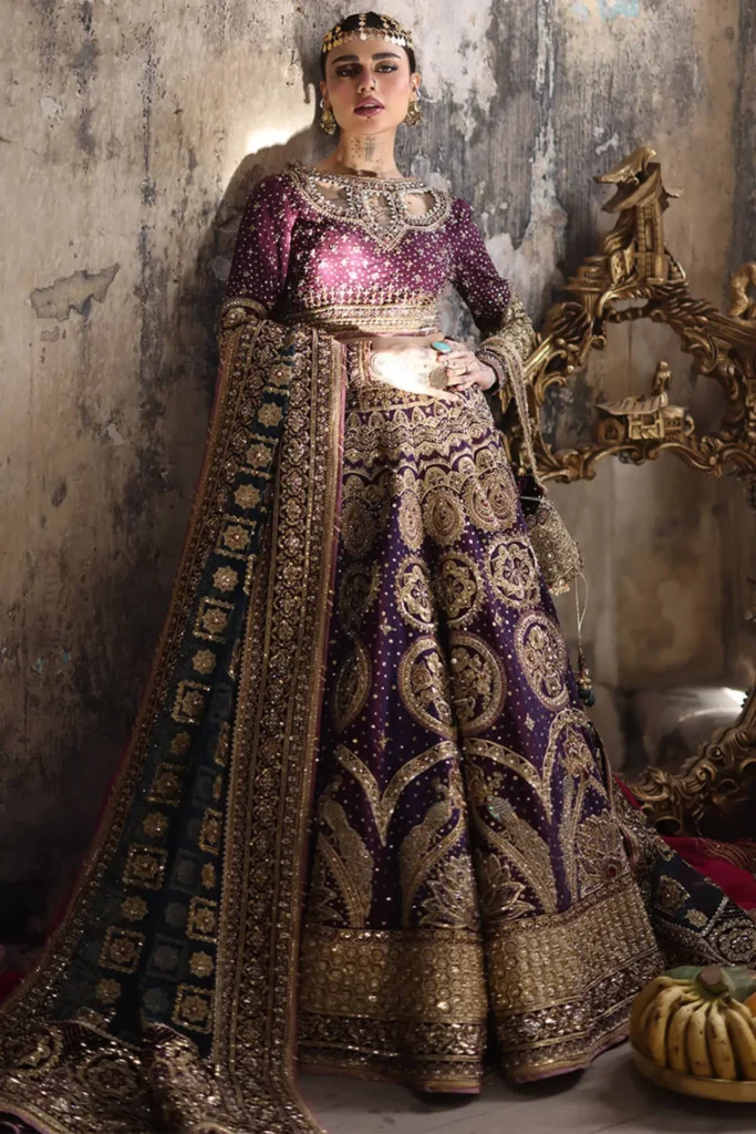 Elegant Pakistani bridal lehengas with muted tones and delicate handwork.