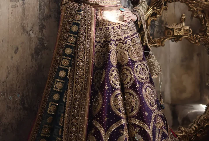 Elegant Pakistani bridal lehengas with muted tones and delicate handwork.