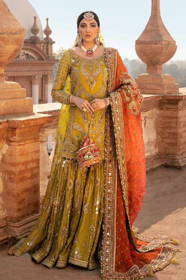 Lime Green Bridal with Farshi Gharara