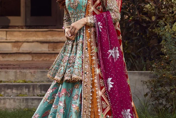 Elegant Pakistani bridal lehengas with muted tones and delicate handwork.