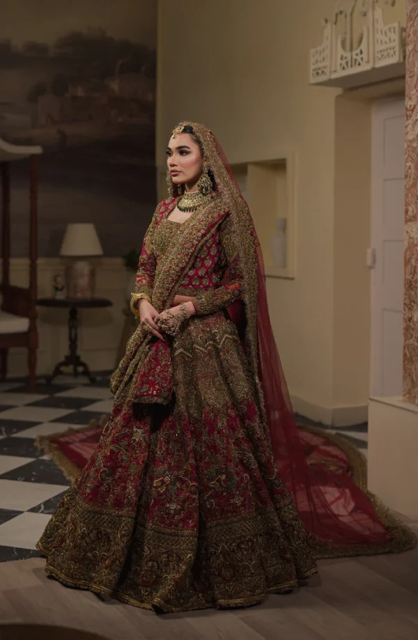Hot Pink Lehenga Choli with Gold and Multicolor Embroidery