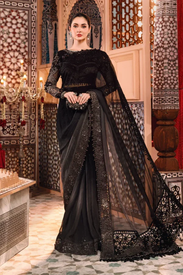 Embroidered Shaded Chiffon Saree  with Organza Blouse
