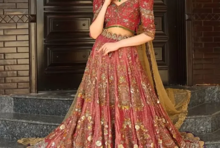 Bridal Rawsilk Ensemble with Organza Dupatta