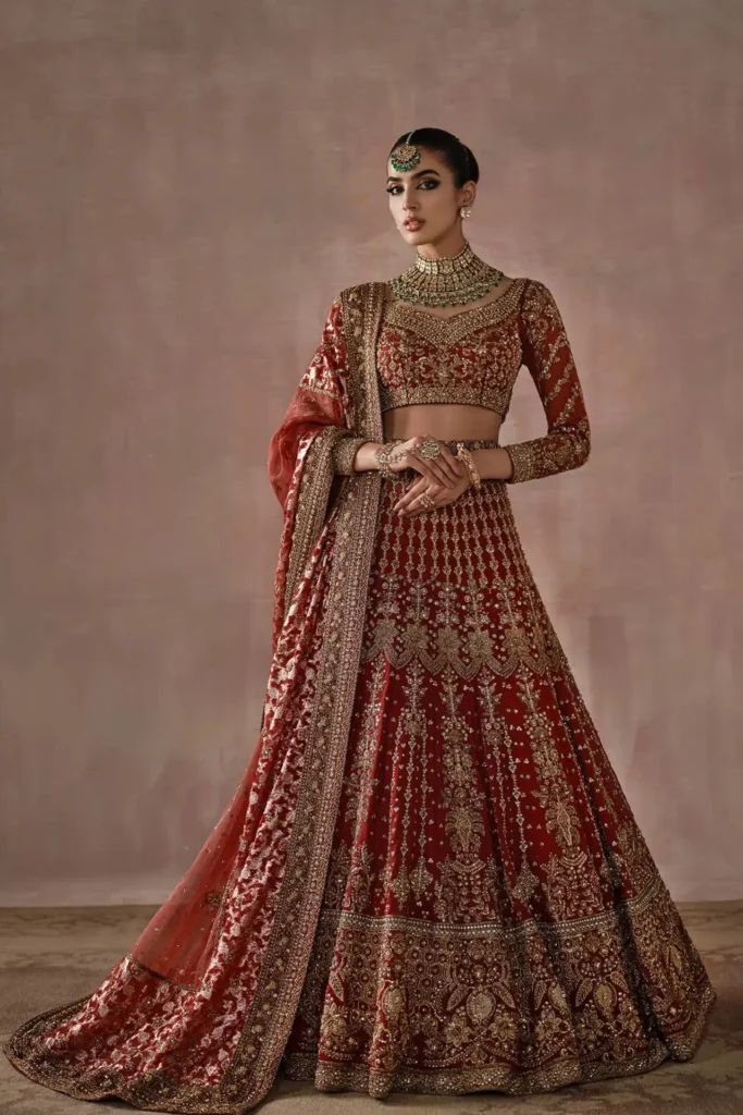 Handmade Red Lehengas with Zardozi